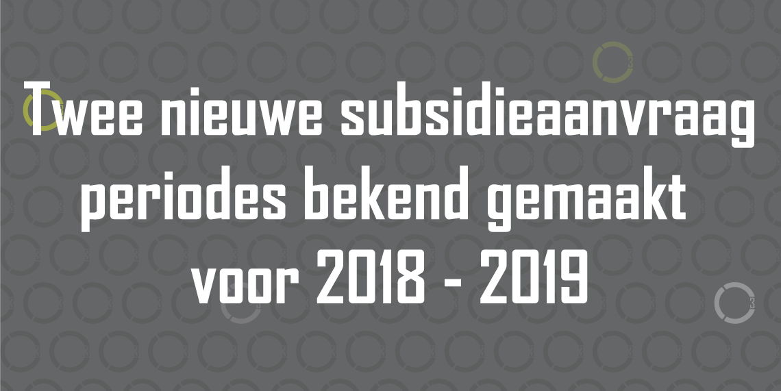 Twee nieuwe subsidieaanvraag periodes bekend gemaakt voor 2018 - 2019-01